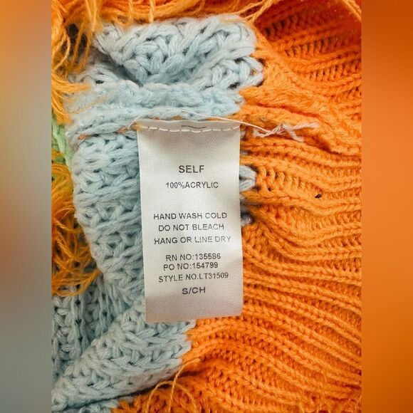 Fashion Nova Womens Colorblock Distressed Sweater Lavender Combo Small - Picture 6 of 6